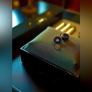 ✨Microcystals citrine cz stud post back earrings w/purple sphere backing 💛💜